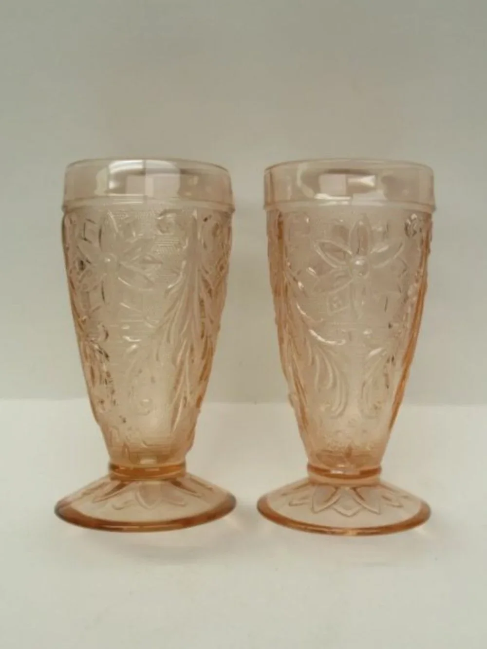 2 - Tiara Pink Indiana SANDWICH 6 1/4 Inch High Ice Tea Tumblers